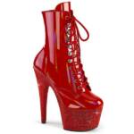 Pleaser BEJEWELED-1020-7 Pleaser edle Damen Plateaustiefeletten rot Holo Lack High-Heel-Stiefel