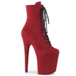 Pleaser FLAMINGO-1020FS Pleaser High-Heels Plateau Stiefeletten rot Velours Sc High-Heel-Stiefel