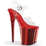 Pleaser FLAMINGO-808 Pleaser High-Heels Plateau Sandaletten transparent rot ch High-Heel-Stiefel