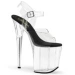 Pleaser FLAMINGO-808 Pleaser High-Heels Plateau Sandaletten transparent schwar High-Heel-Stiefel