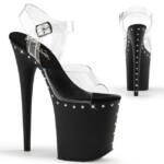 Pleaser FLAMINGO-808ABLS Pleaser High-Heels Plateau Sandaletten klar schwarz m High-Heel-Stiefel