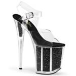 Pleaser FLAMINGO-808G Pleaser High-Heels Plateau Sandaletten klar schwarz Glit High-Heel-Stiefel