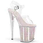 Pleaser FLAMINGO-808G Pleaser vegane High-Heels Plateau Sandaletten klar opal High-Heel-Stiefel