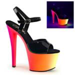 Pleaser RAINBOW-309UV Pleaser High-Heels Plateausandaletten schwarz Lack Neon High-Heel-Stiefel