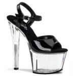 Pleaser SKY-309 Pleaser High-Heels Plateausandaletten schwarz Lack transparent High-Heel-Stiefel