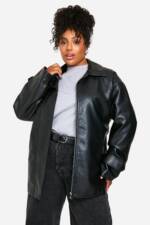 Plus Kunstleder-Trenchcoat Mit Gürtel - Black - 42, Black