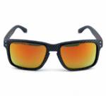 Rennec Sonnenbrille (Herren Motorsport Brille mit Brillenbeutel) Brille in Carbon Optik stabile Gelenke und Orange Verspiegelte Gläser