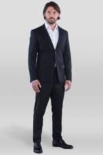 SANDER STELLAN Anzug Herren Business Anzug in Schwarz Slim Fit (Anzug Set, 2-tlg., Sakko und Hose) festlich, elegant