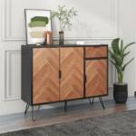 Sideboard mit 3 Türen und 1 Schublade - Sideboard Schrank für Esszimmer, Wohnzimmer, Küche 90 x 72 x 30 cm schwarz und Holz