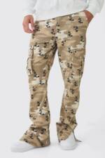 Slim-Fit Camouflage Cargohose Mit Leopardenprint - Brown - 32, Brown