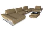 Sofa Dreams Wohnlandschaft Stoffsofa Couch Polstersofa Stoff Bari U Form Polster Sofa, Mikrofaser, mit LED, USB_Anschluss, Stauraum, Designersofa