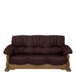 Sofa Eiche Leder Bordeaux im rustikalen Stil 205 cm breit