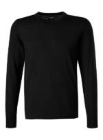 Strellson Herren Pullover schwarz Merinowolle unifarben