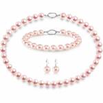 TOFOW Perlenketten-Set 8-9mm Perlenketten Set,Muschel Perlenkette Armband Ohrringe (perlenkette muschel perlen für Frauen Männer Runde Simulierte, Choker Perle Halskette Set für modische Dekorationen), für Weihnachtsgeschenke, Neujahrsgeschenke,perlenkette muschel perlen