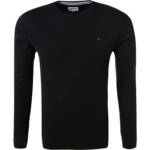 TOMMY JEANS Herren Longsleeve schwarz Baumwolle