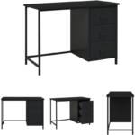 The Living Store Schreibtisch Industrie-Stil mit Schubladen Schwarz 105x52x75 cm - Schreibtische - Schwarz