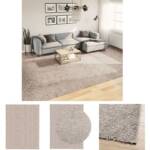 The Living Store - Teppich Shaggy Hochflor Modern Beige 300x400 cm - Teppiche