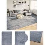 The Living Store - Teppich Shaggy Hochflor Modern Blau 300x400 cm - Teppiche