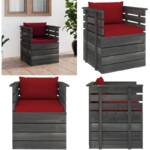 Vidaxl - Gartensessel mit Kissen Kiefernholz - Lounge Sessel - Loungesessel - Home & Living - Rot