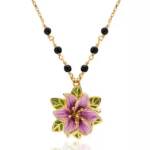 YDHHSYH Herzkette Halskette Damen Gold mit Lila Platycodon-Blumenanhänger (Emaille Blume Brust Kragen Schmuck Set), Vergoldet lila Anhänger perfekt für Weihnachten