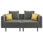 Yaheetech Schlafsofa 2-Sitzer-Sofa mit Sitz- & Liege- & Schlafmodus, Klappsofa mit 4 Kissen Multifunktionale Couch für Wohnzimmer