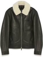 Yves Salomon Lederjacke mit Shearling-Kragen - Schwarz