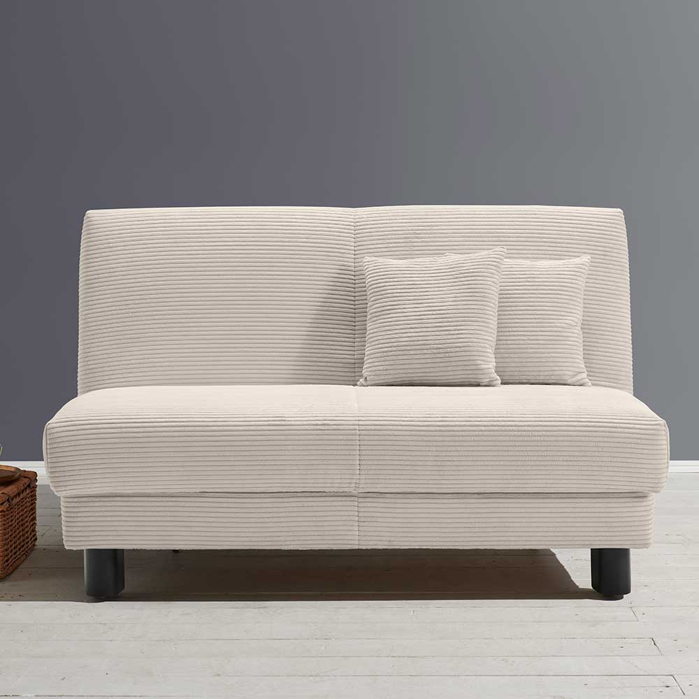 Zweisitzer Schlafsofa in Beige Cord Vierfußgestell aus Metall