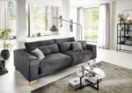 freiraum Big-Sofa Phebe, 7 Kissen, Daune, Bezug schwarz - 286x90x141cm (BxHxT)