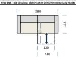 freiraum Big-Sofa Wolve, elektr. Sitzverstellung, 2 Kissen, silbergrau - 280x108x118cm (BxHxT)