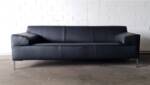 freistil ROLF BENZ Sofa ROLF BENZ Sofa Freistil 180 Couch Leder schwarz 220 cm Fuß Glanzchrom