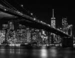 living walls Fototapete "New York City Brooklyn Bridge", Motiv-abstrakt-naturalistisch, Skyline Tapete Brücke Fototapete Wohnzimmer Tapeten Flur Design Optik