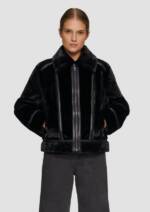 s.Oliver BLACK LABEL Funktionsjacke Jacke aus Web-Pelz im Biker-Stil Tape