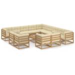 14-tlg. Garten-Lounge-Set mit Kissen Honigbraun Massivholz vidaXL