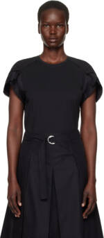 3.1 Phillip Lim Black Cascade Drape Combo T-shirt