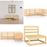 4-tlg. Garten-Lounge-Set Massivholz Kiefer - Garten-Lounge-Set - Garten-Lounge-Sets - Home & Living - Braun