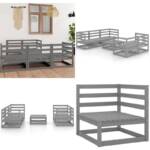 6-tlg. Garten-Lounge-Set Grau Massivholz Kiefer - Garten-Lounge-Set - Garten-Lounge-Sets - Home & Living - Grau