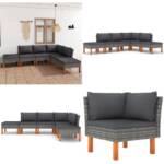 6-tlg. Garten-Lounge-Set mit Kissen Poly Rattan Grau - Garten-Sofa-Set - Garten-Sofa-Sets - Home & Living - Grau