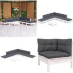 8-tlg. Garten-Lounge-Set mit Kissen Weiß Kiefernholz - Garten-Lounge-Set - Garten-Lounge-Sets - Home & Living - Weiß