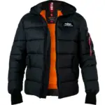 ALPHA INDUSTRIES Herren Steppjacke schwarz Mikrofaser unifarben