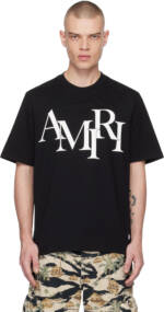 AMIRI Black 'AMIRI' Staggered Logo T-shirt