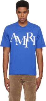 AMIRI Blue 'AMIRI' Staggered Logo T-shirt