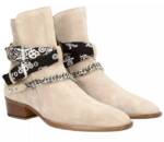 AMIRI Jodhpur Ketten Schuhe Bandana Suede Schuhe Bootsschuh Crossover-Bandana-Riemen, Silberfarbene Kette