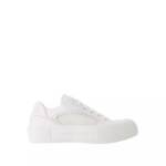 Alexander McQueen Low-Top Sneaker - Deck Sneakers - Calfskin - White - Gr. 35 (EU) - in Weiß - für Damen