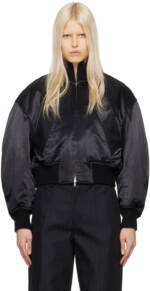 Alexander Wang Black Slanted Bomber Jacket