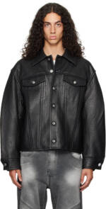 Alexander Wang Black Trucker Leather Jacket