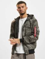 Alpha Industries MA-1 LW Hooded Refl. Camo Bomber Jacket Black