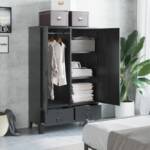 Avimac - Kleiderschrank Industrial Schwarz 90x40x140 cm Stahl