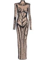 Balmain Kleid mit Logo - Nude