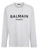 Balmain - Long Sleeve Crew Neck T-Shirt With Logo Detail - Größe XS - weiß