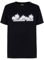 Balmain - Palm-Print Cotton T-Shirt - Größe L - schwarz